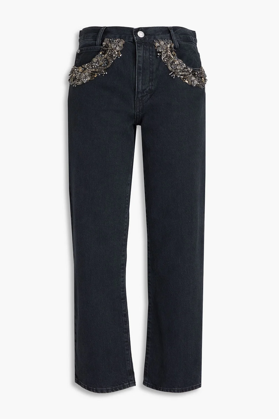 The Beaded Hang embellished mid-rise straight-leg jeans - 1