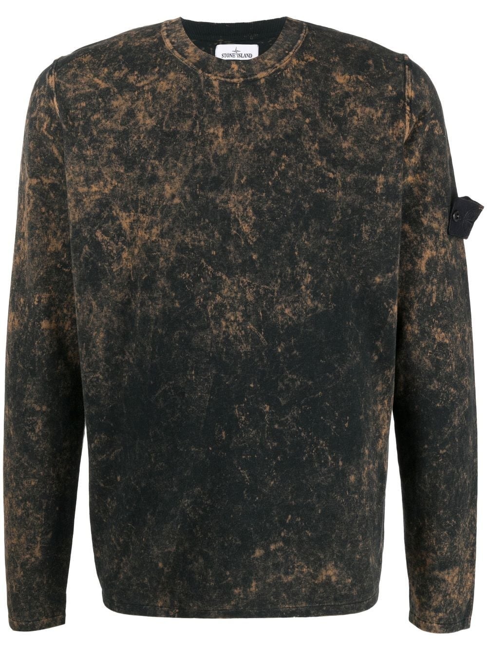 bleached-effect crew neck jumper - 1