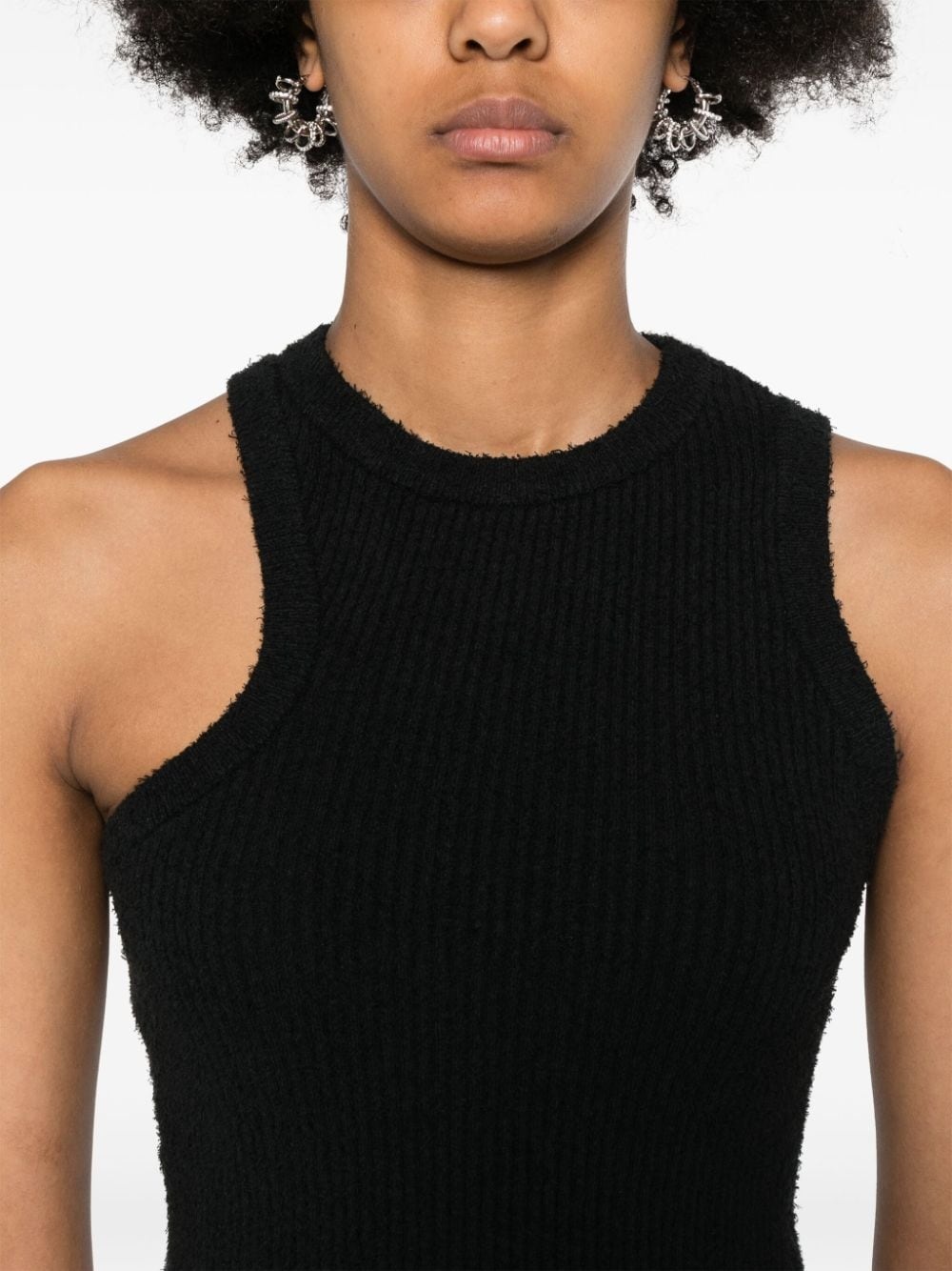 ribbed-knit asymmetric tank top - 5