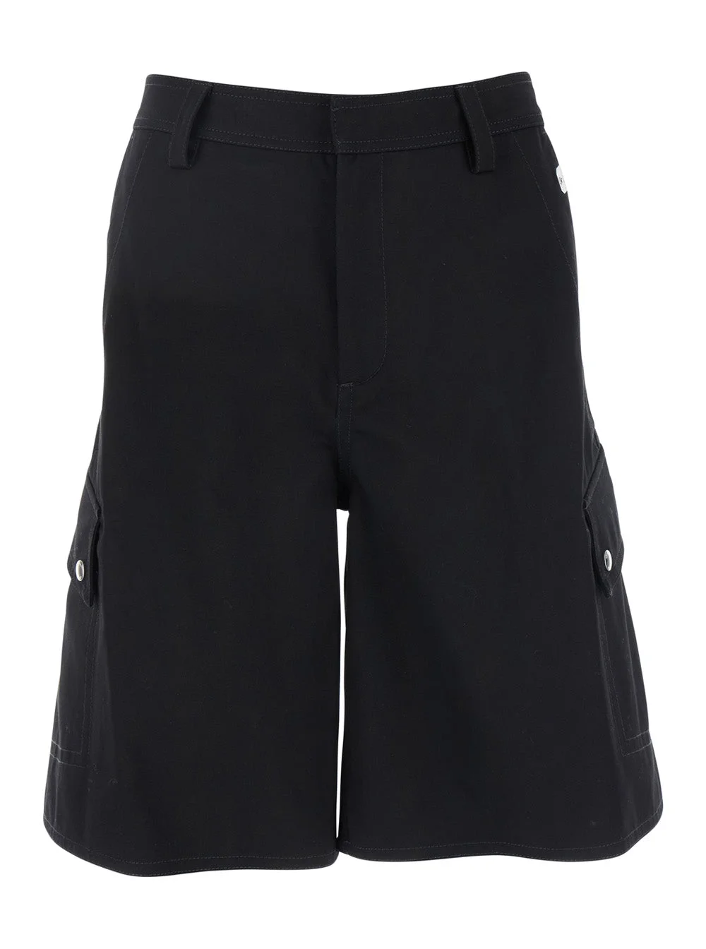 Off-White Men Black Cargo Shorts With Belt Loops In Cotton Man - 1