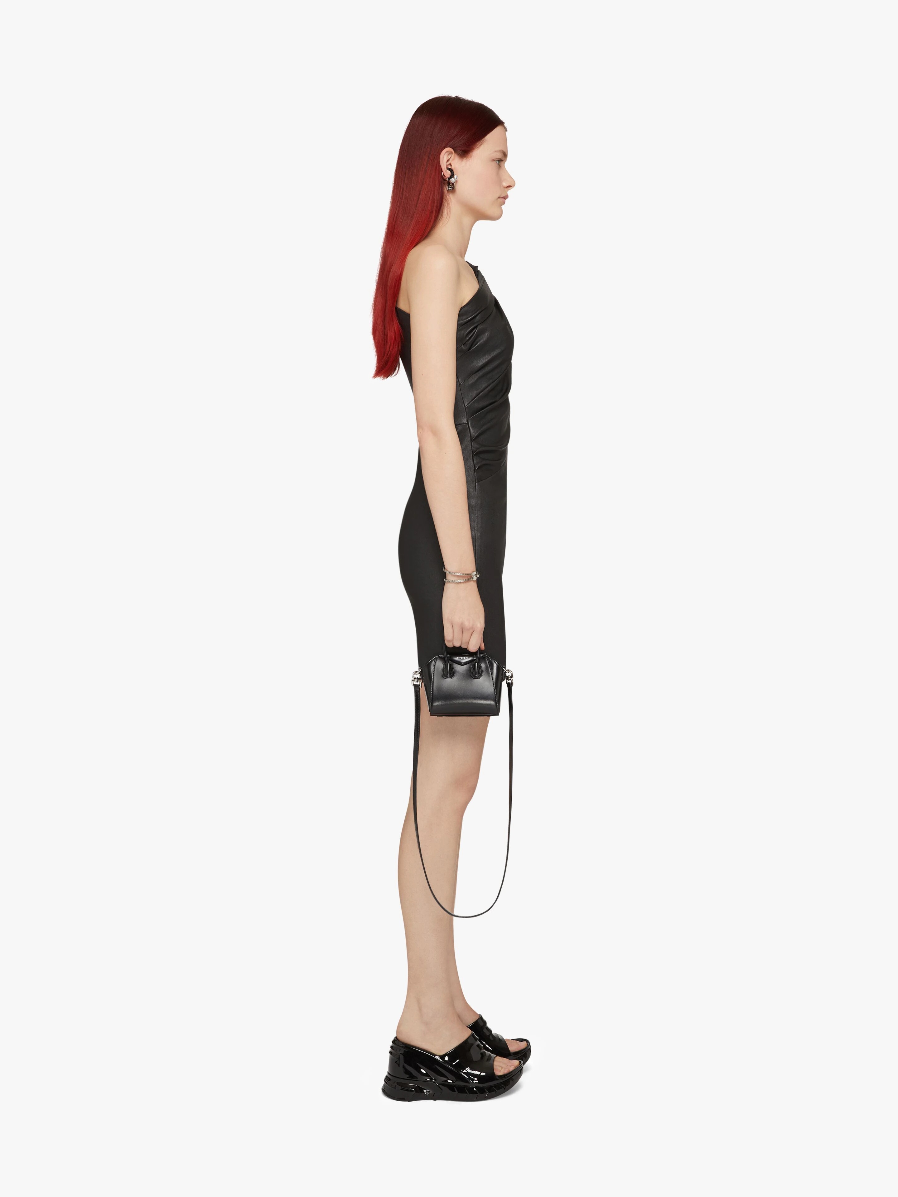 ASYMMETRICAL MINI DRESS IN LEATHER - 3