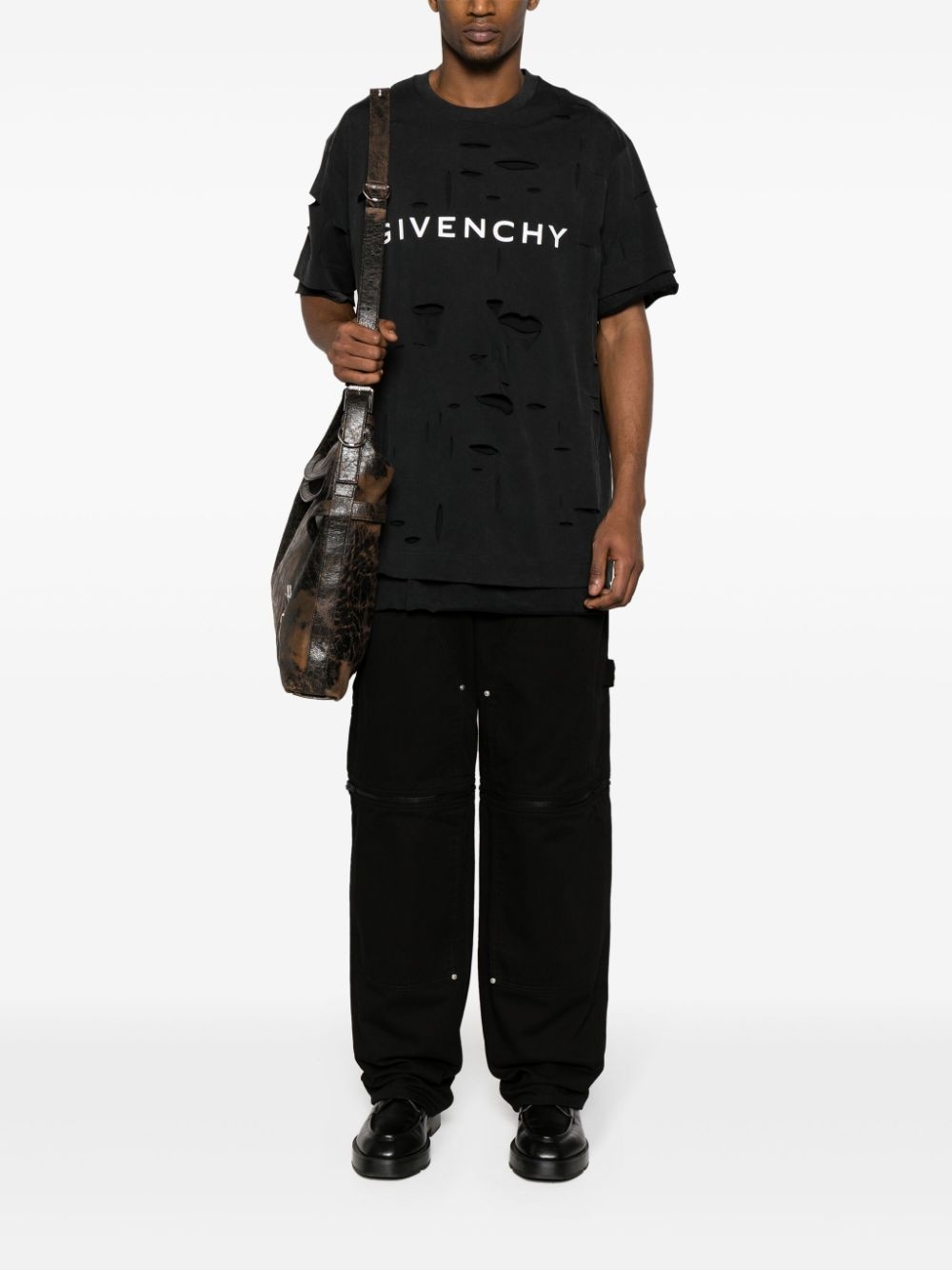 logo-print ripped T-shirt - 2