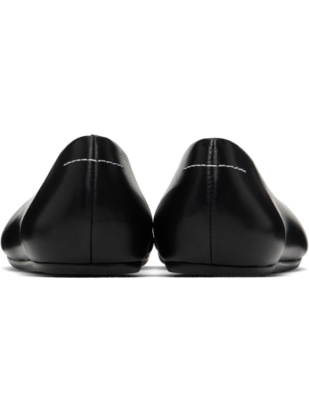 Black Leather Anatomic Ballerina Flats - 2