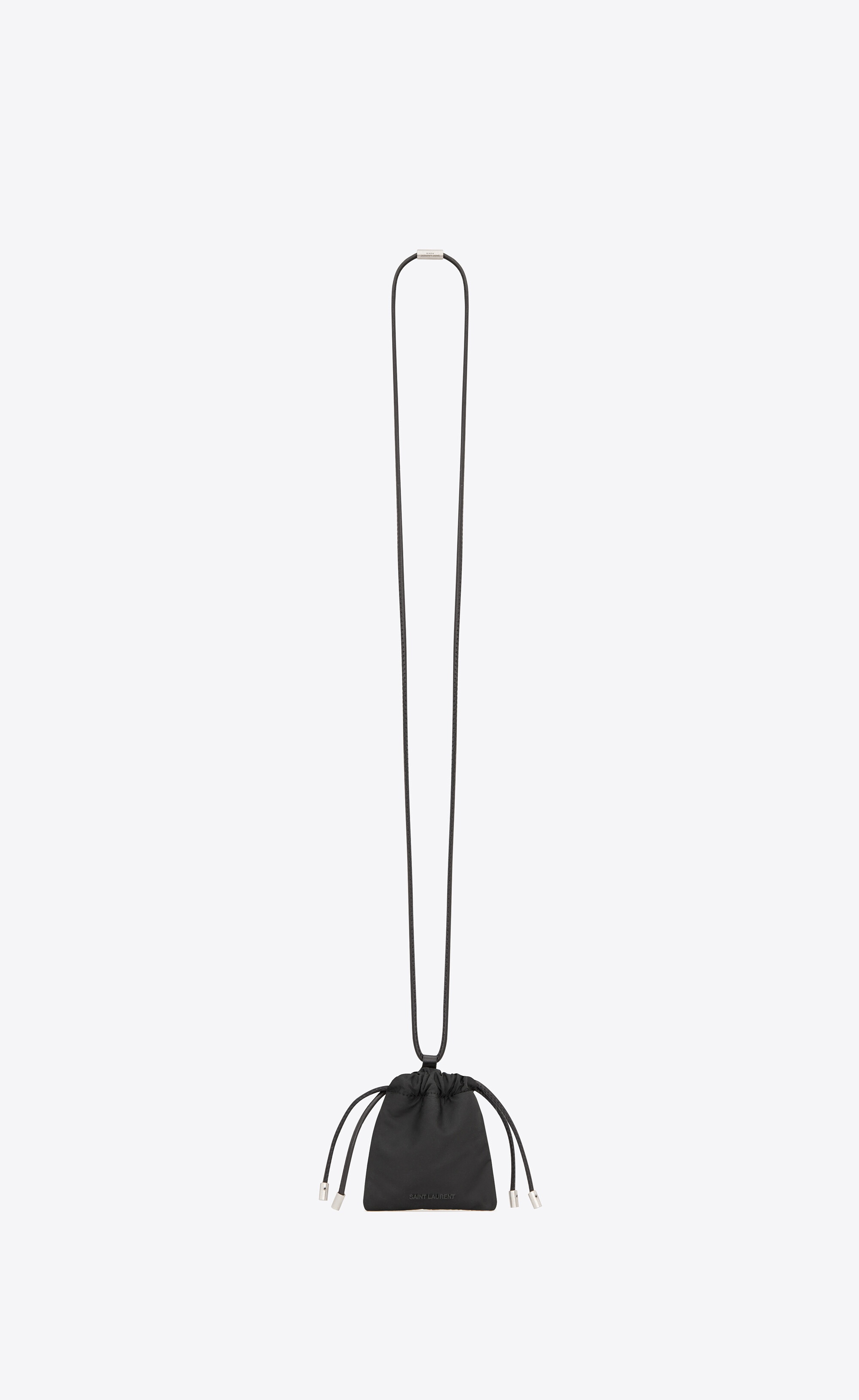 saint laurent paris mini airpod holder pouch necklace in econyl® - 1