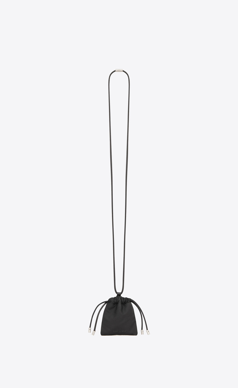 saint laurent paris mini airpod holder pouch necklace in econyl® - 1