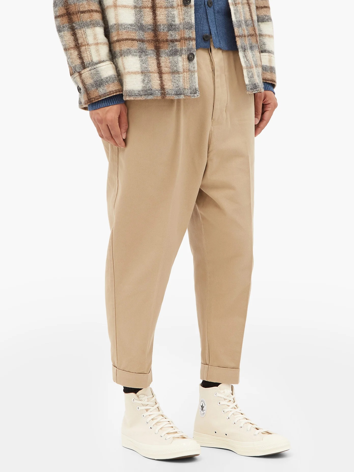 Tapered-leg cotton-twill trousers - 6