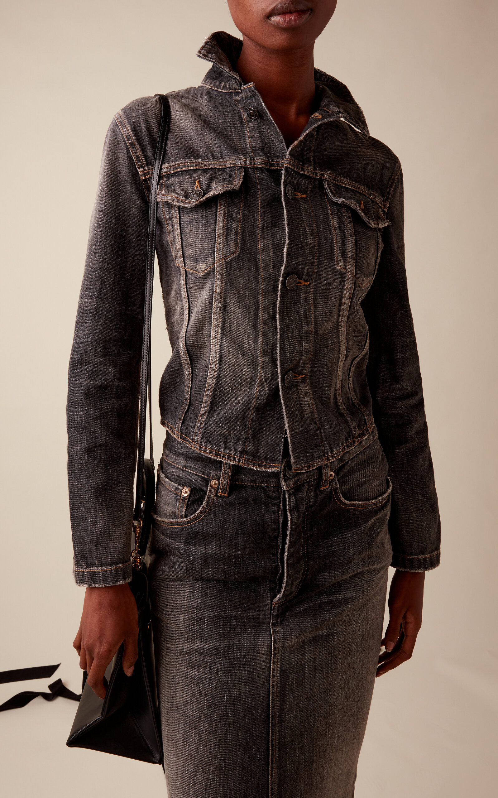Lace-up Denim Jacket grey - 2