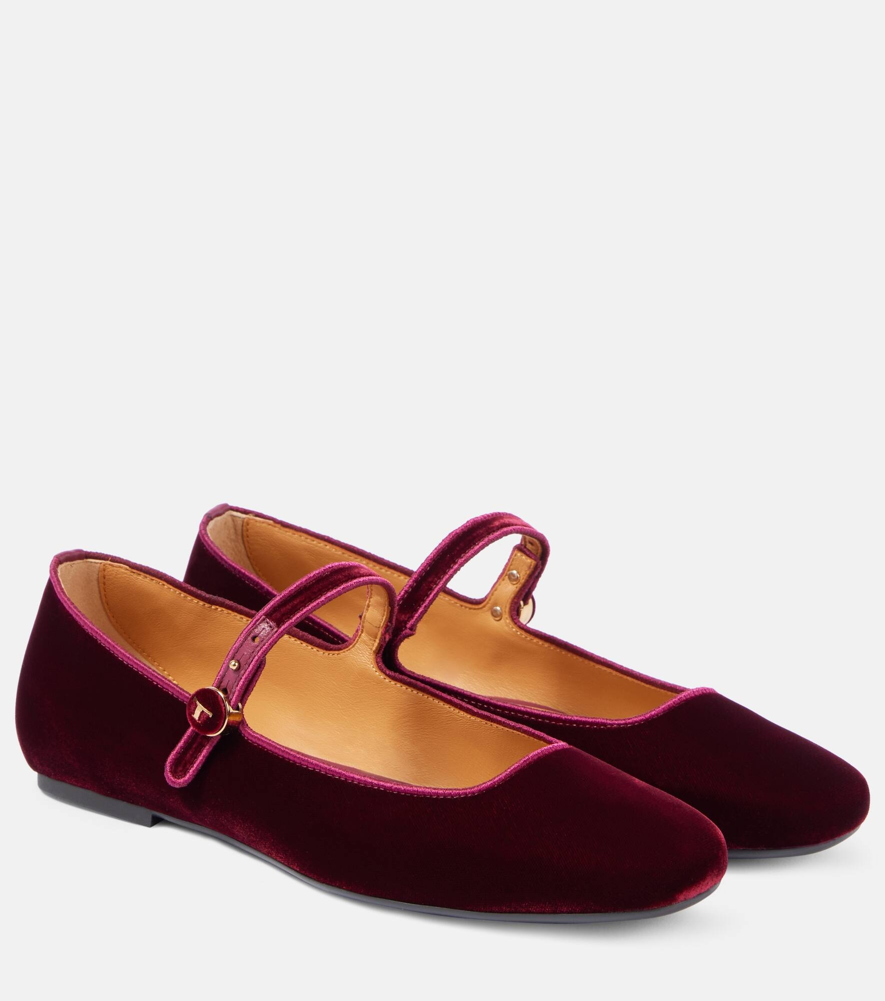 Velvet Mary Jane flats - 1