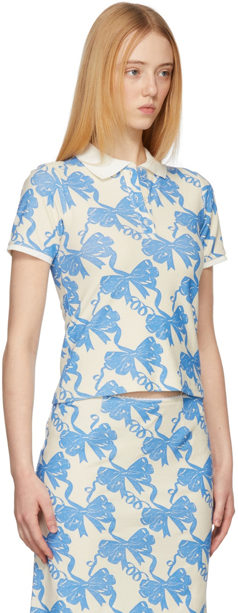 MAISIE WILEN Blue & Beige Au Fait Polo outlook