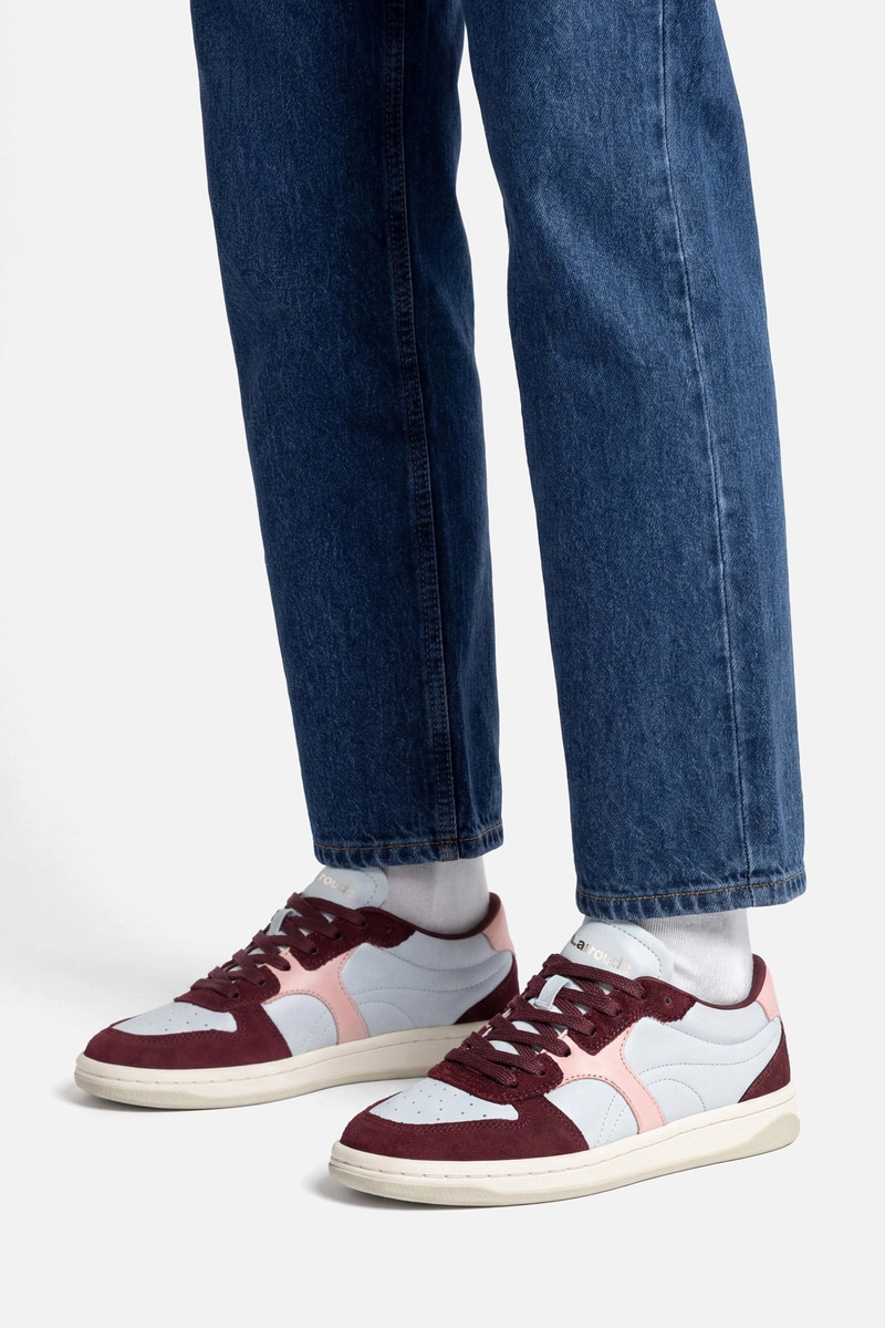 Larroudé George Sneaker In Burgundy Suede and Maya and Tulip Leather outlook