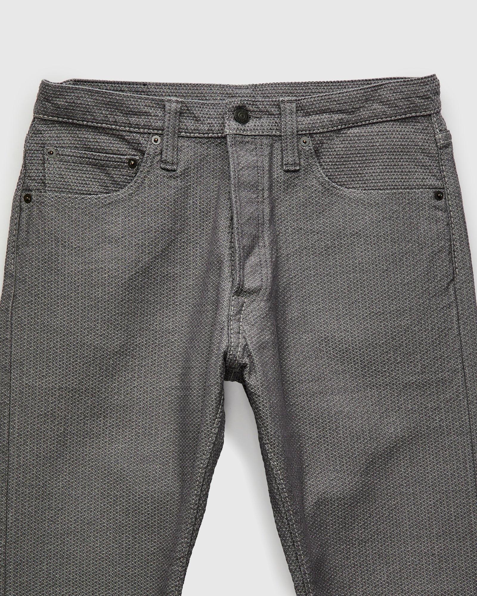 1177-GRY Gray x Black Sashiko Denim - Relaxed Tapered Fit - 5