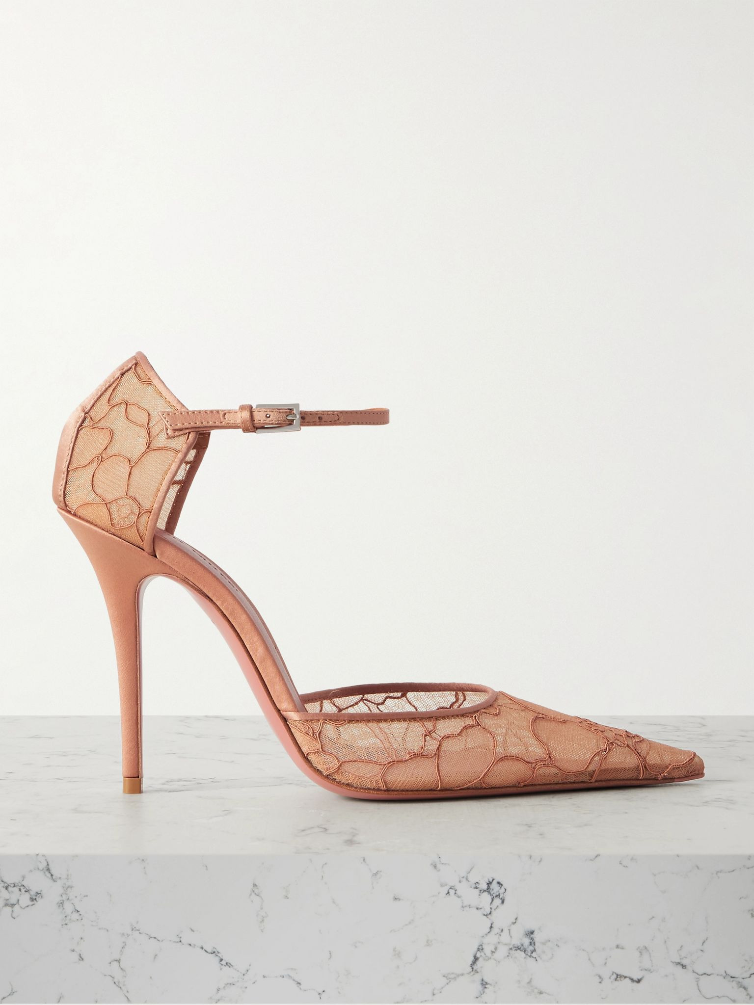 Barbara satin-trimmed corded lace pumps Neutral - 1
