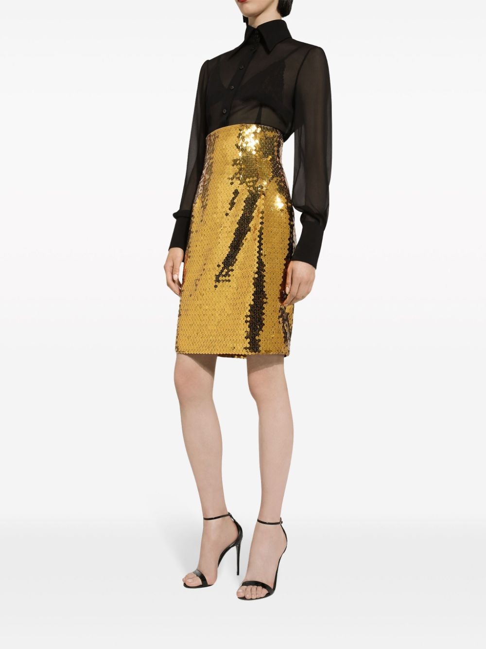 sequin-embellished high-waisted skirt - 5