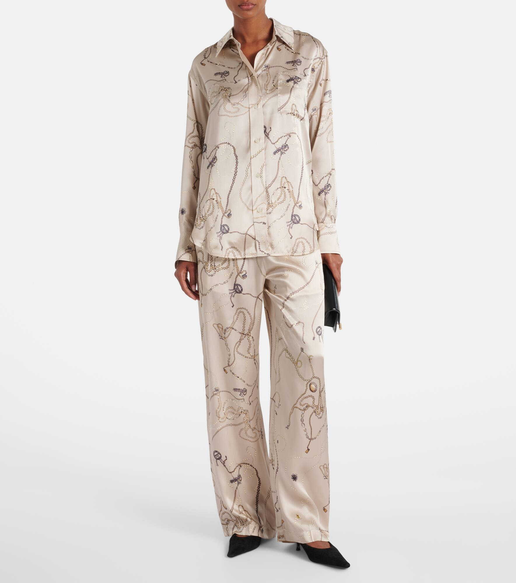 Printed silk satin pajama pants - 2