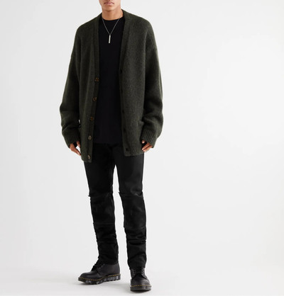 Raf Simons Slim-Fit Distressed Satin-Trimmed Denim Jeans outlook