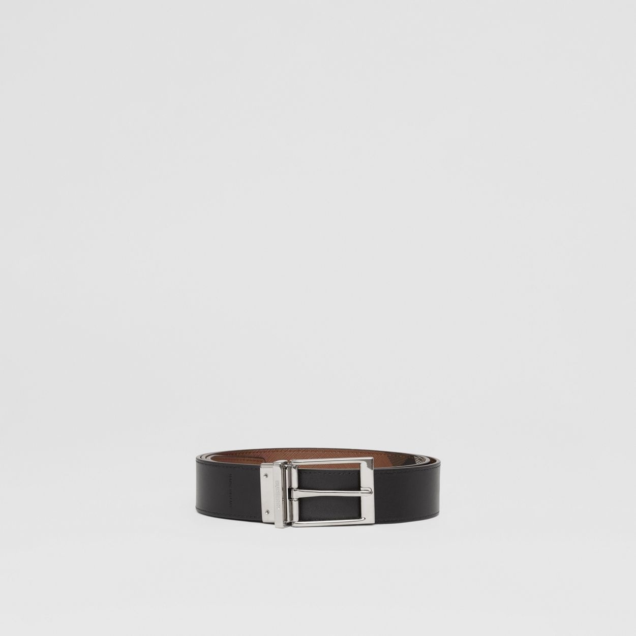 Reversible Check and Leather Belt - 7