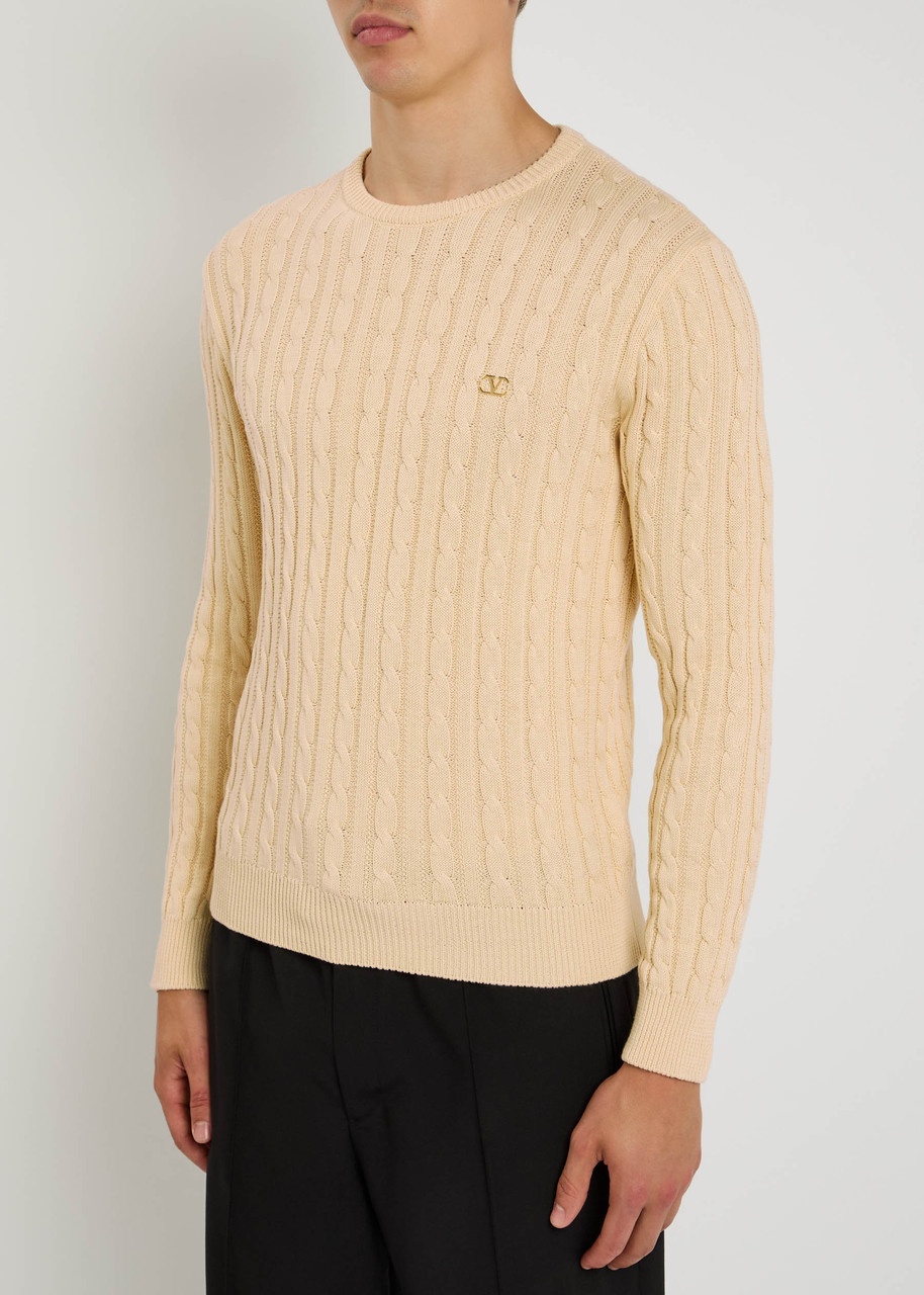 Valentino Garavani Vlogo Cable-knit Cotton Jumper - 2