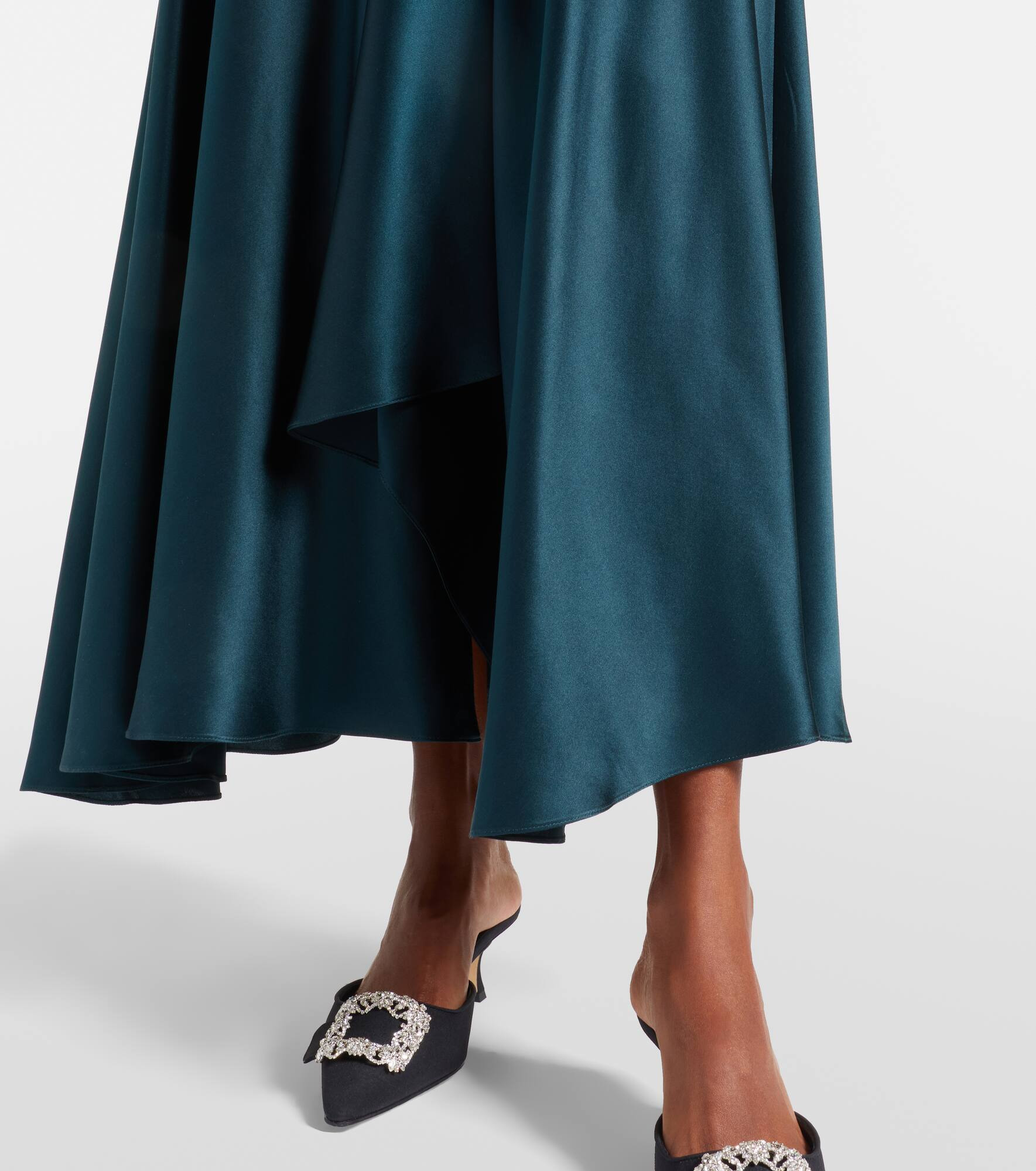 Asha asymmetric silk satin maxi skirt - 5