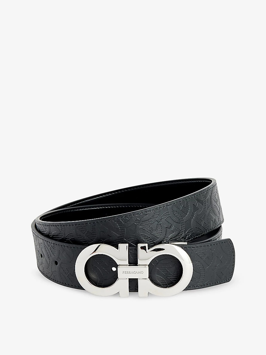 Brand-plaque leather belt - 1
