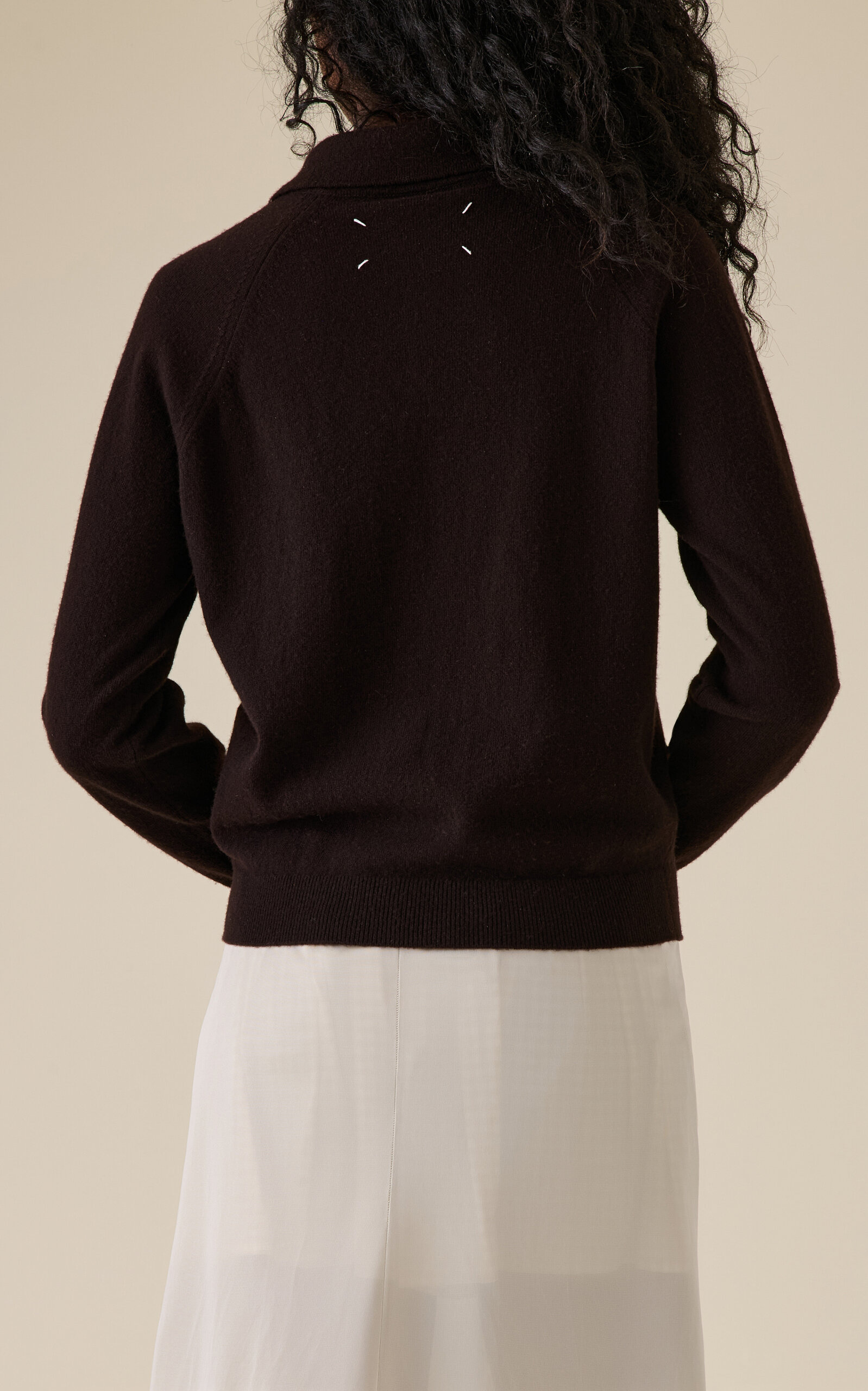 Knit Wool Polo Top brown - 4