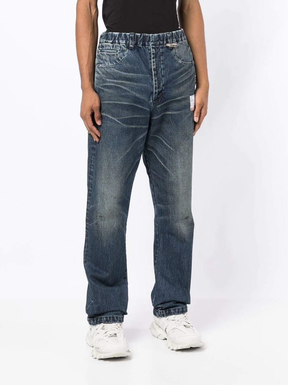 elasticated-waistband straight jeans - 3