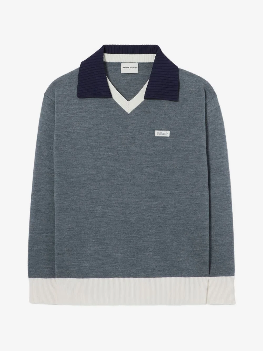 logo-patch V-neck sweater - 1