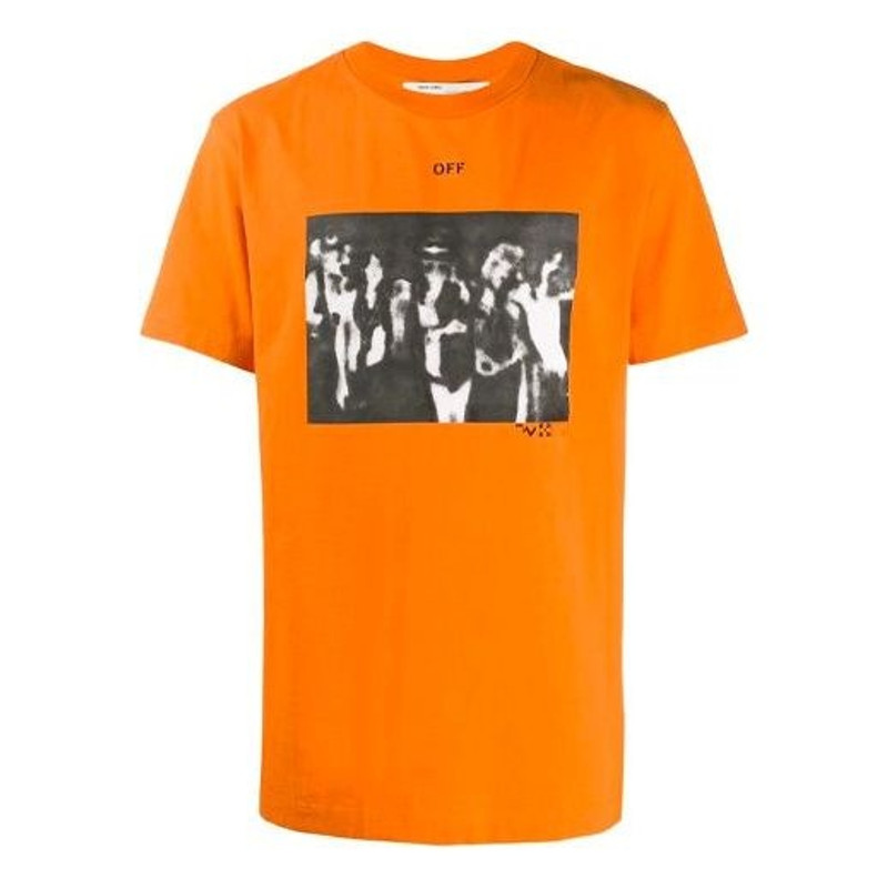Off-White Graffiti Arrow Pattern Printing Short Sleeve Loose Fit Orange OMAA027R201850151910 - 1
