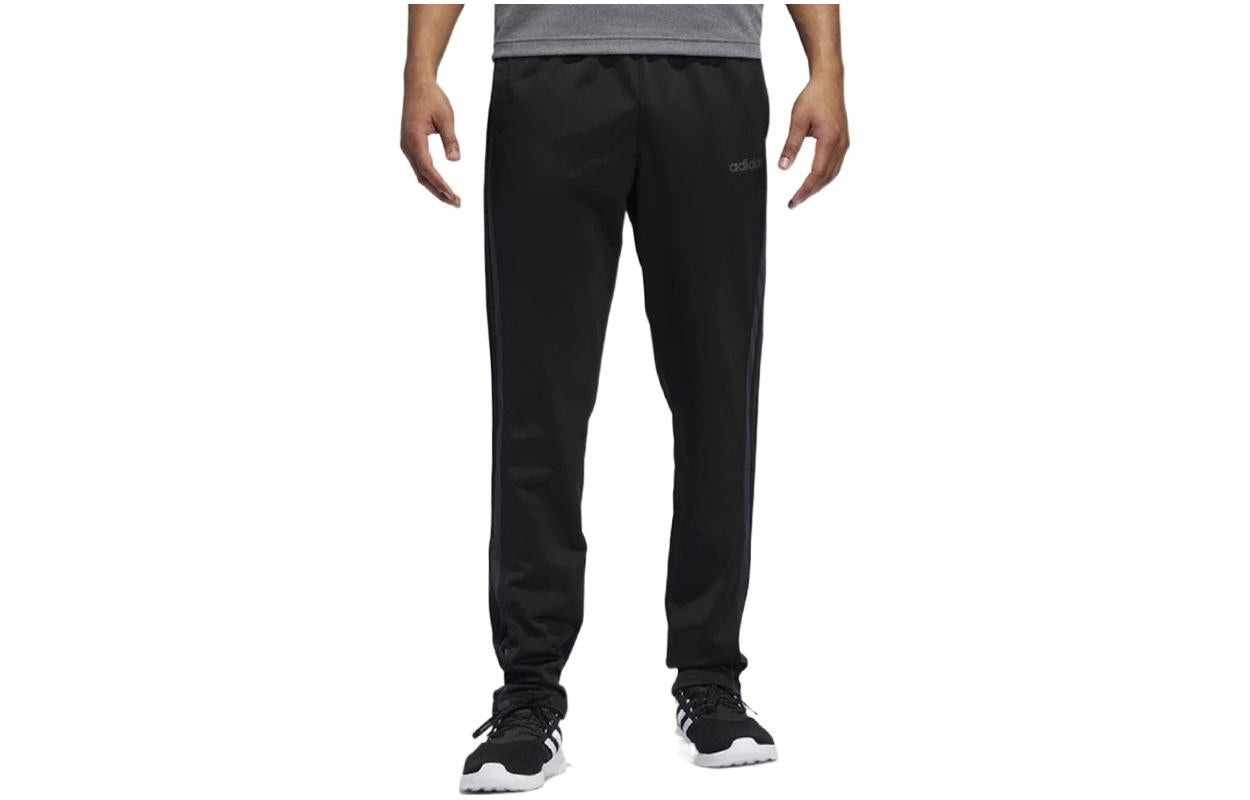 Men's adidas Solid Color Stripe Logo Embroidered Straight Sports Pants/Trousers/Joggers Black FL4870 - 3