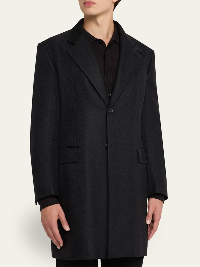 Brioni Men's Wool Chevron Single-Breasted Overcoat outlook