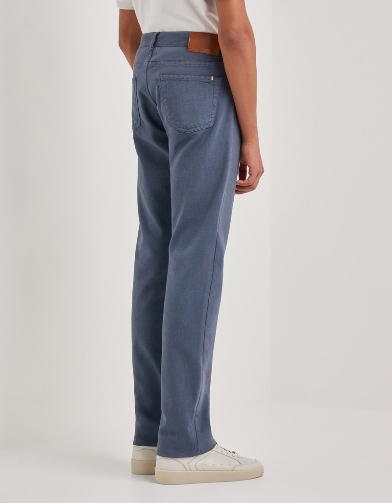 AIR FORCE BLUE REGULAR FIT COTTON FIVE-POCKET DENIM PANTS 4