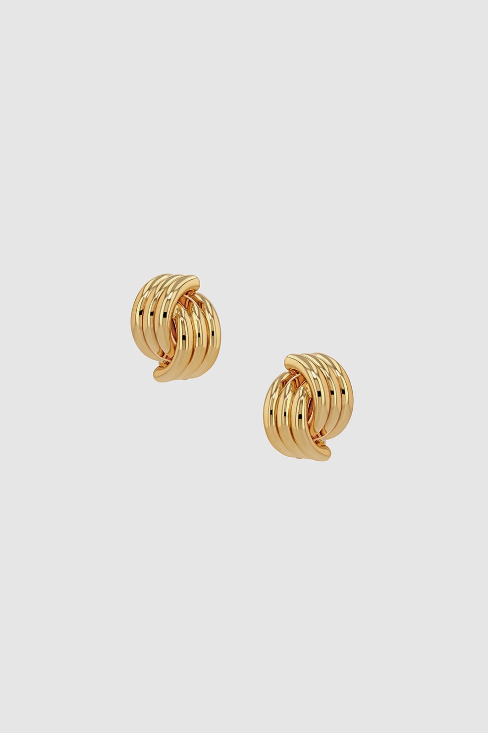 Small Crossover Ribbed Earrings - Gold - 1