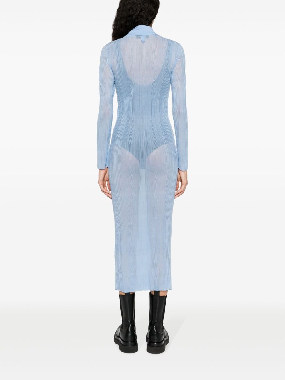 long-sleeve ribbed midi dress - 4