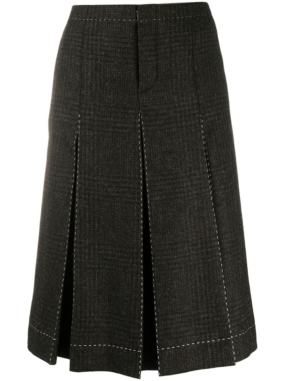 check-print pleated skirt - 1