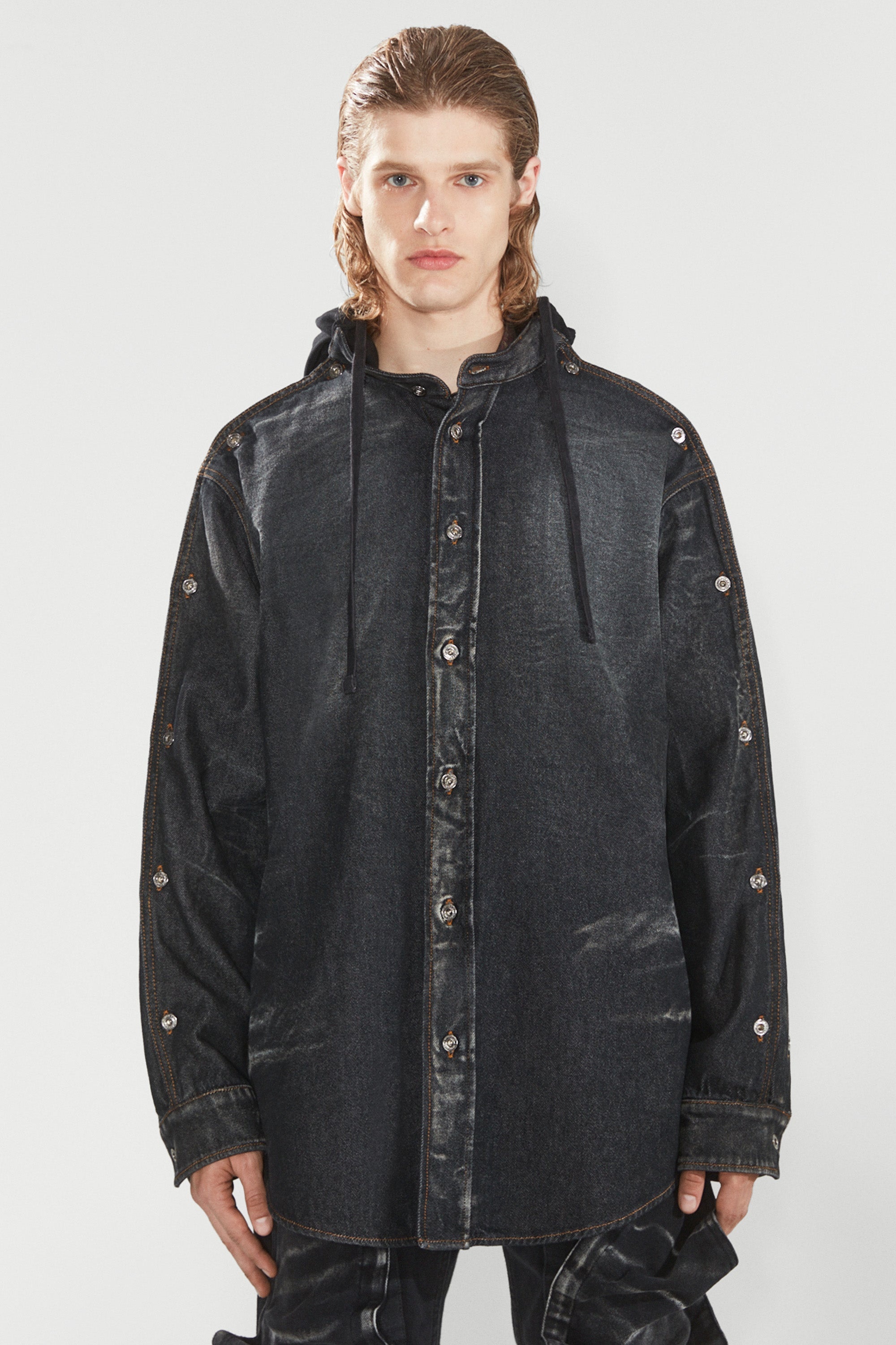 Insert Hood Denim Shirt - 5