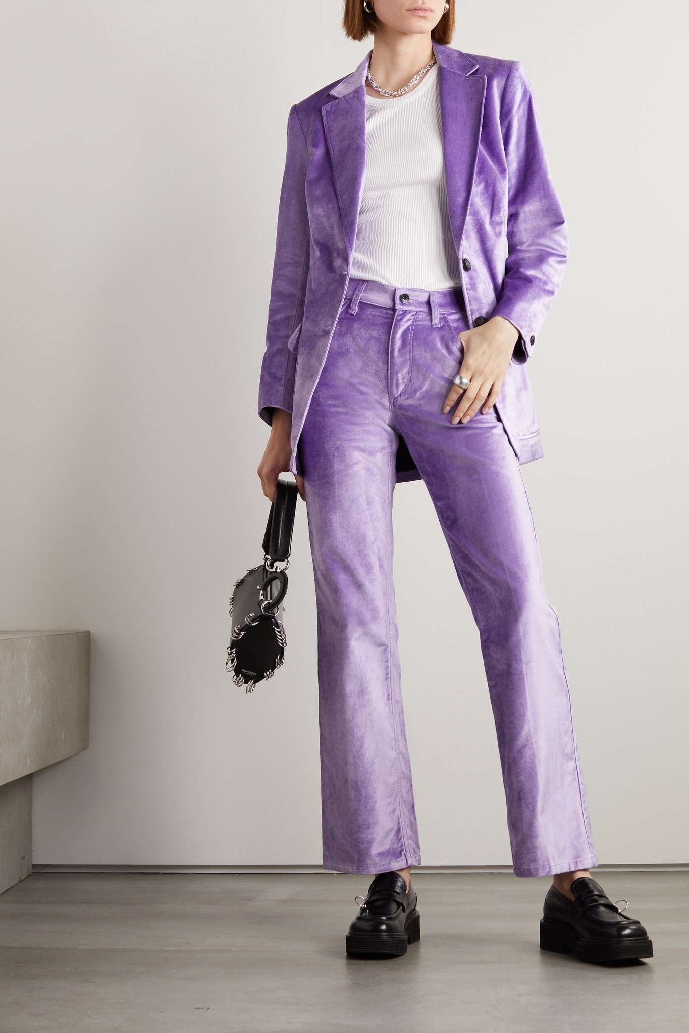 Jacey cotton-blend velvet wide-leg pants - 2