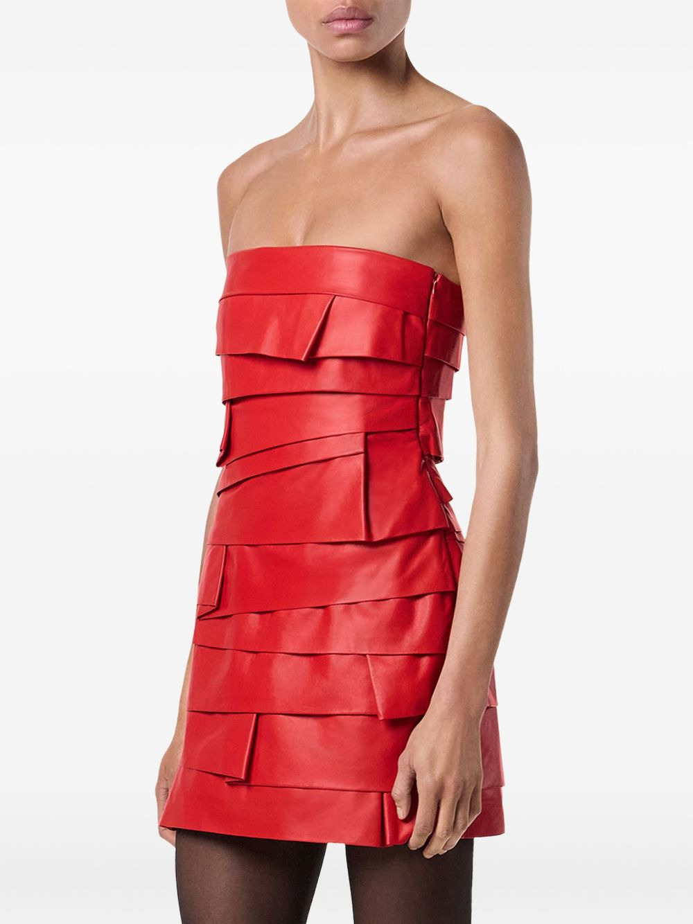 layered strapless mini dress - 3