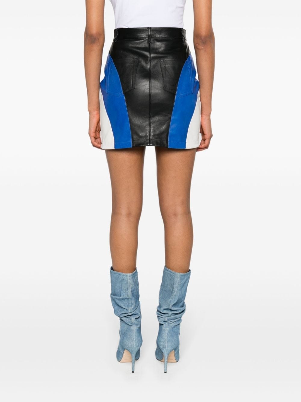 colour-block leather miniskirt - 4