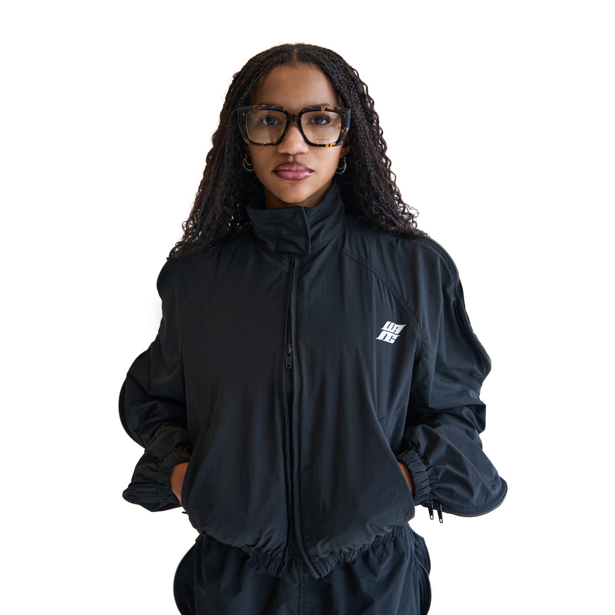 ZIP SLEEVE COACHES JACKET (BLACK) - 1