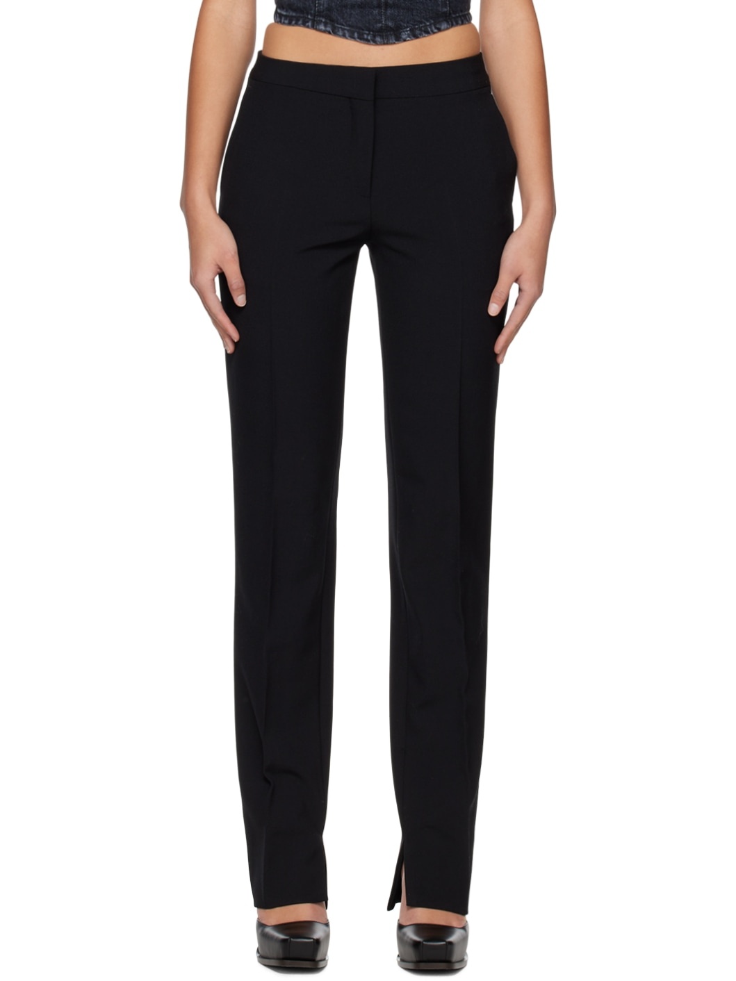 Black Straight-Leg Trousers - 1