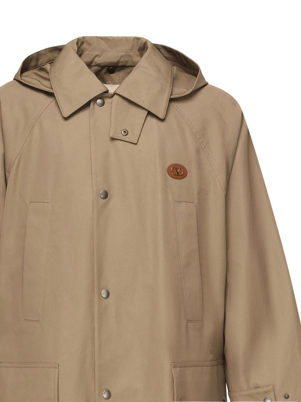 hooded logo-plaque coat - 3