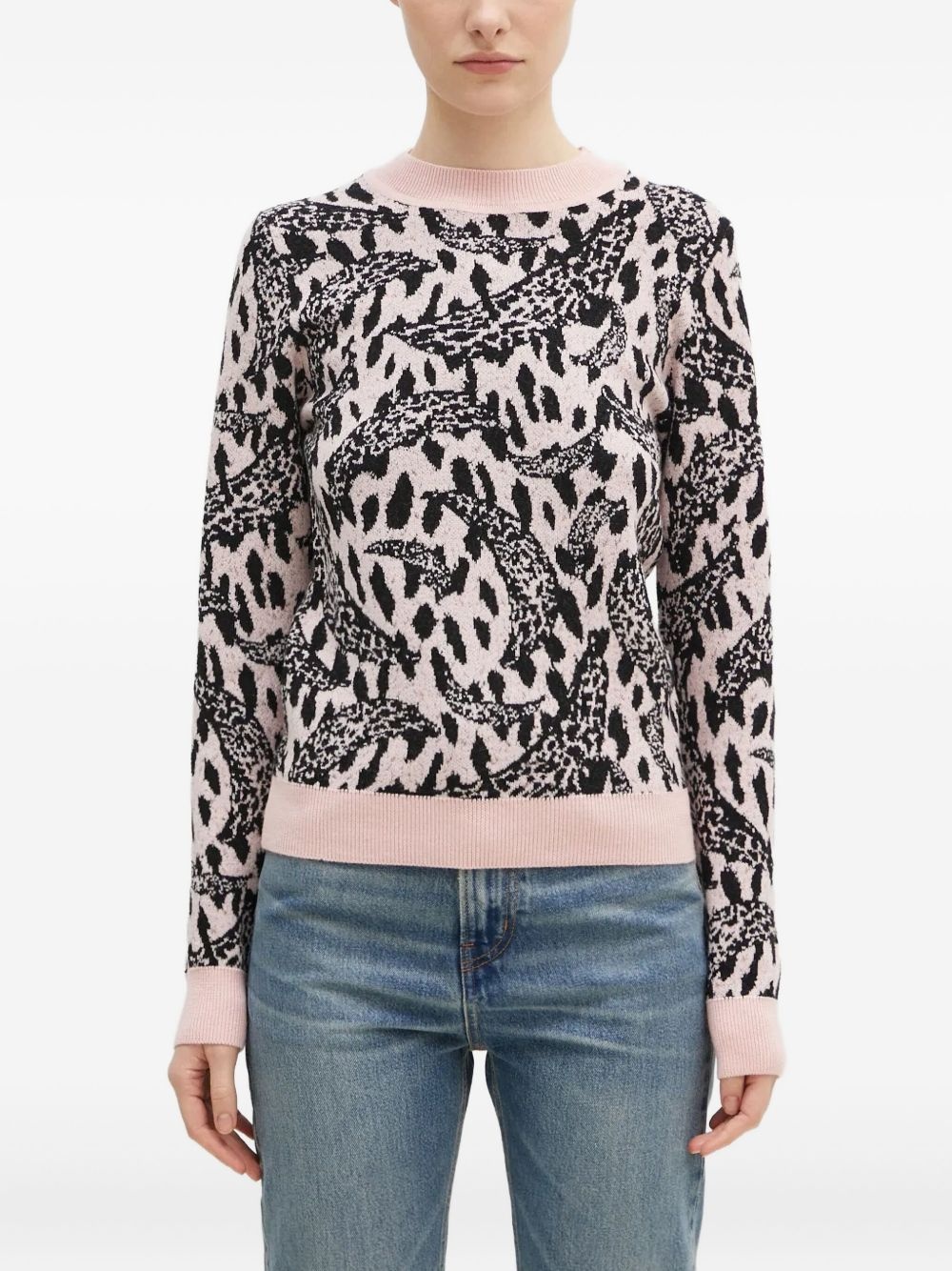 leopard-jacquard crew-neck sweater - 2