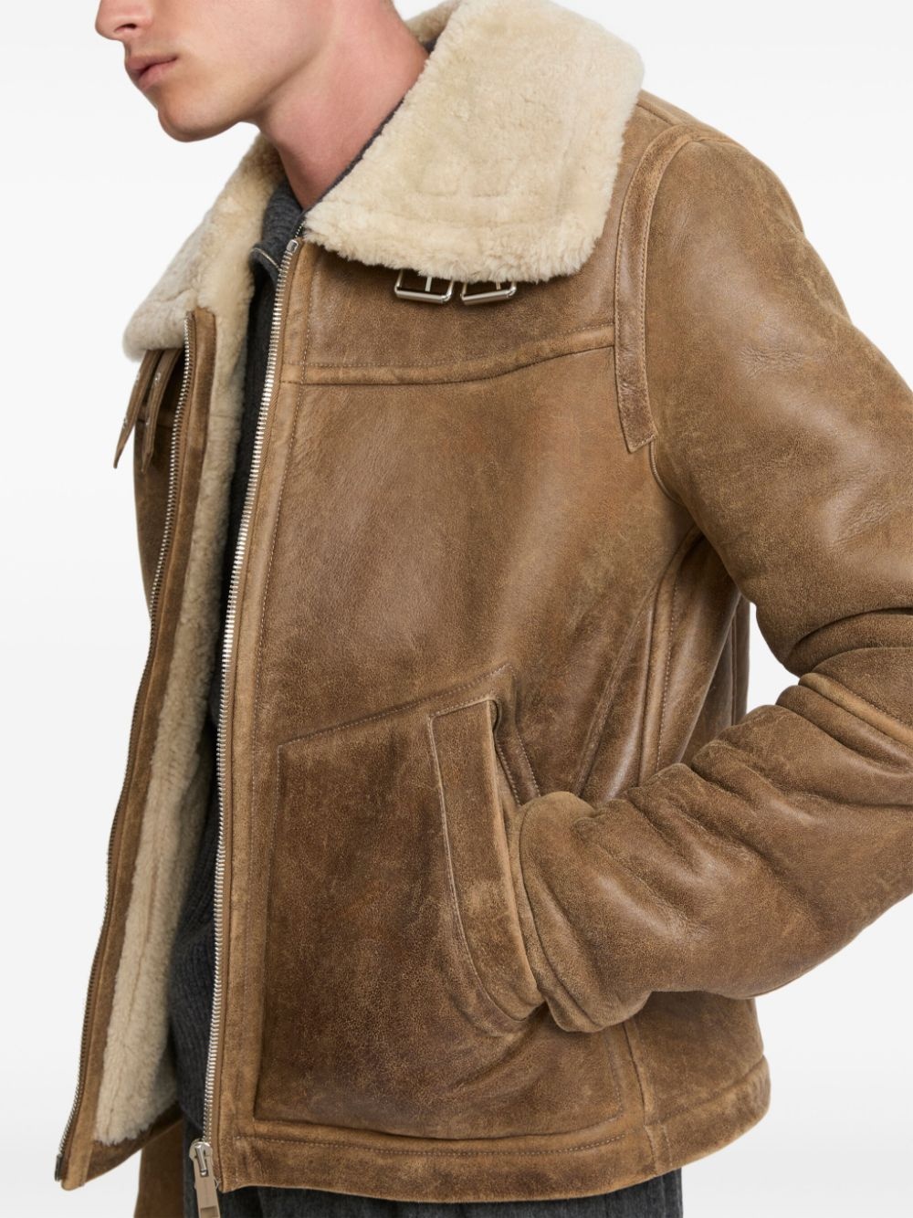shearling bomber jacket - 4