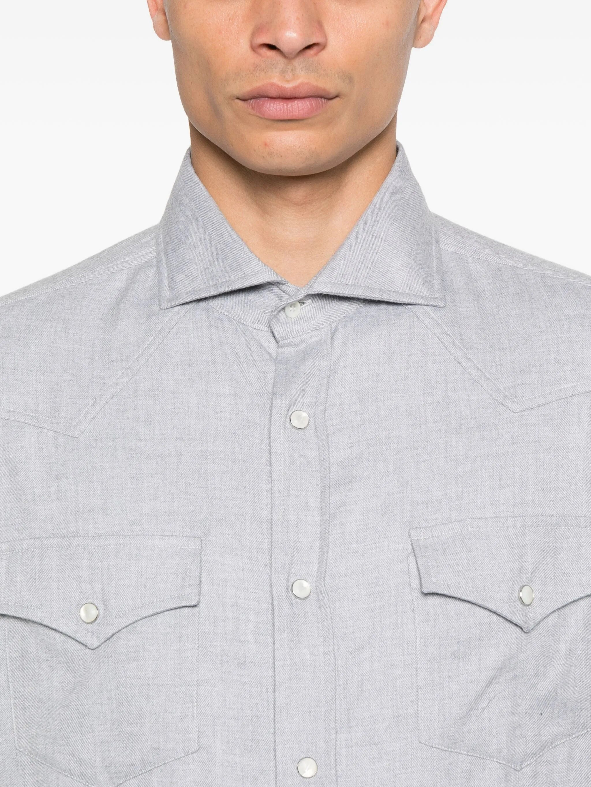 Brunello Cucinelli Double-pocket Long-sleeve Shirt - 3