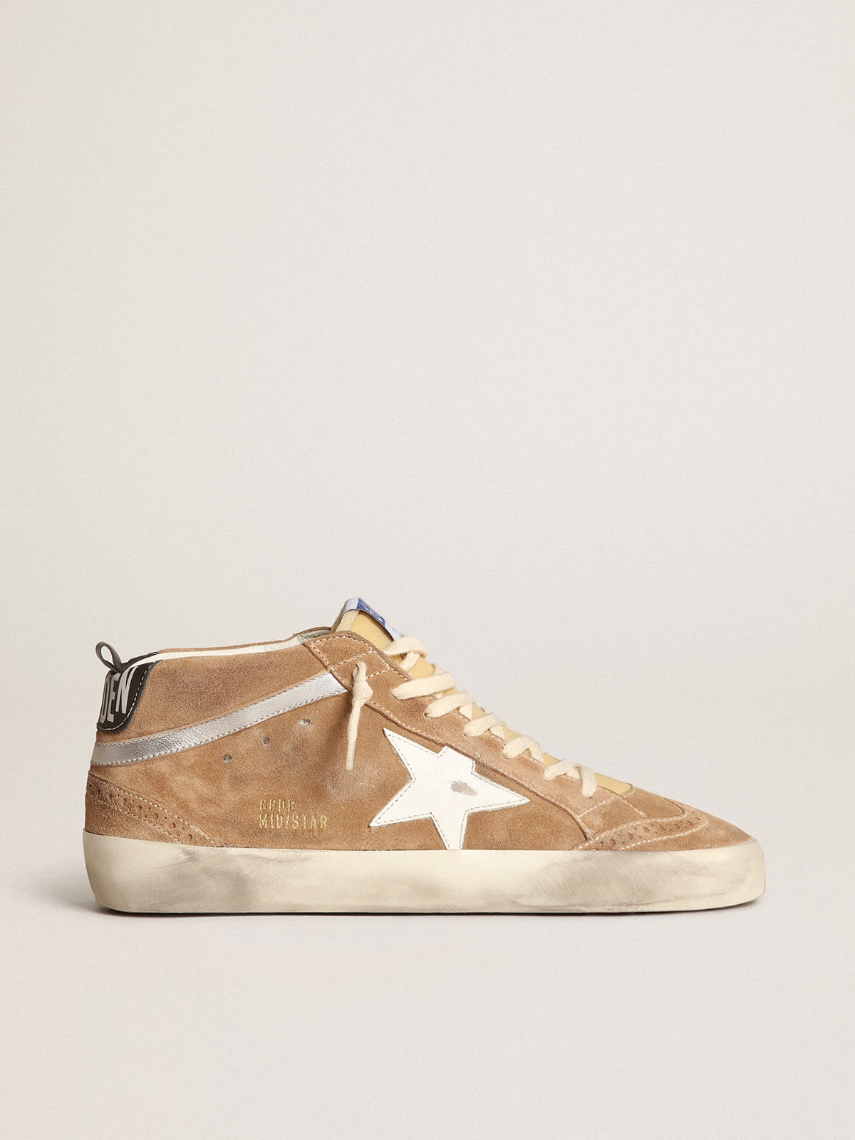 Men's Mid Star in tobacco-colored suede with white leather star - 1