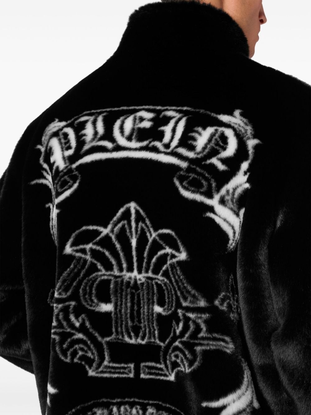 faux-fur logo-embroidered jacket - 4