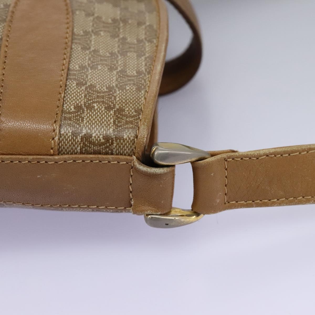 CELINE Macadam Canvas Shoulder Bag Pvc Leather Beige - 9