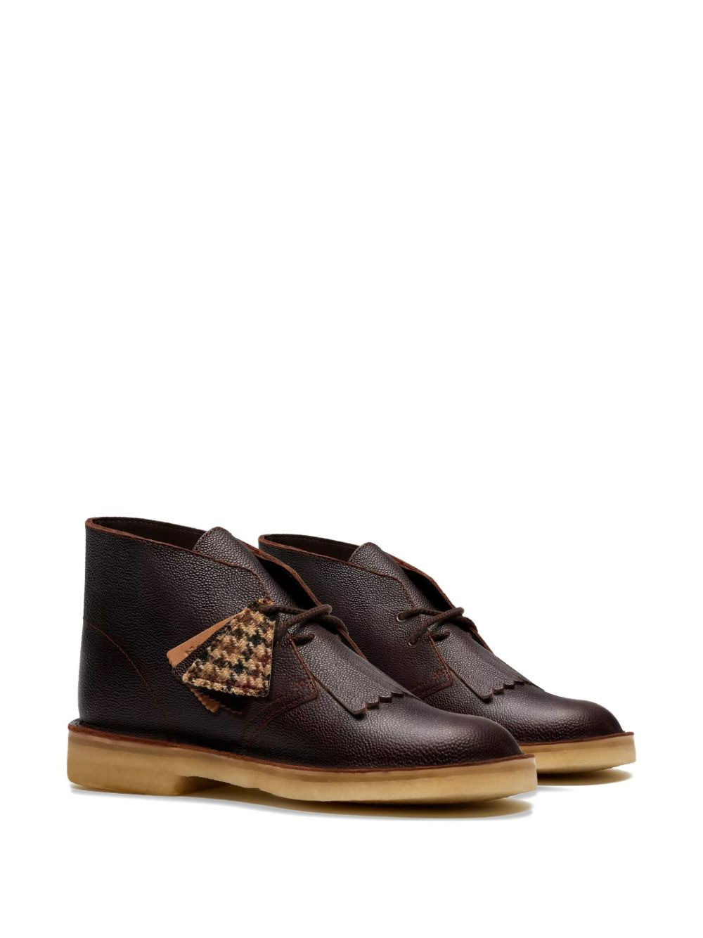 leather grain tweed boots - 2