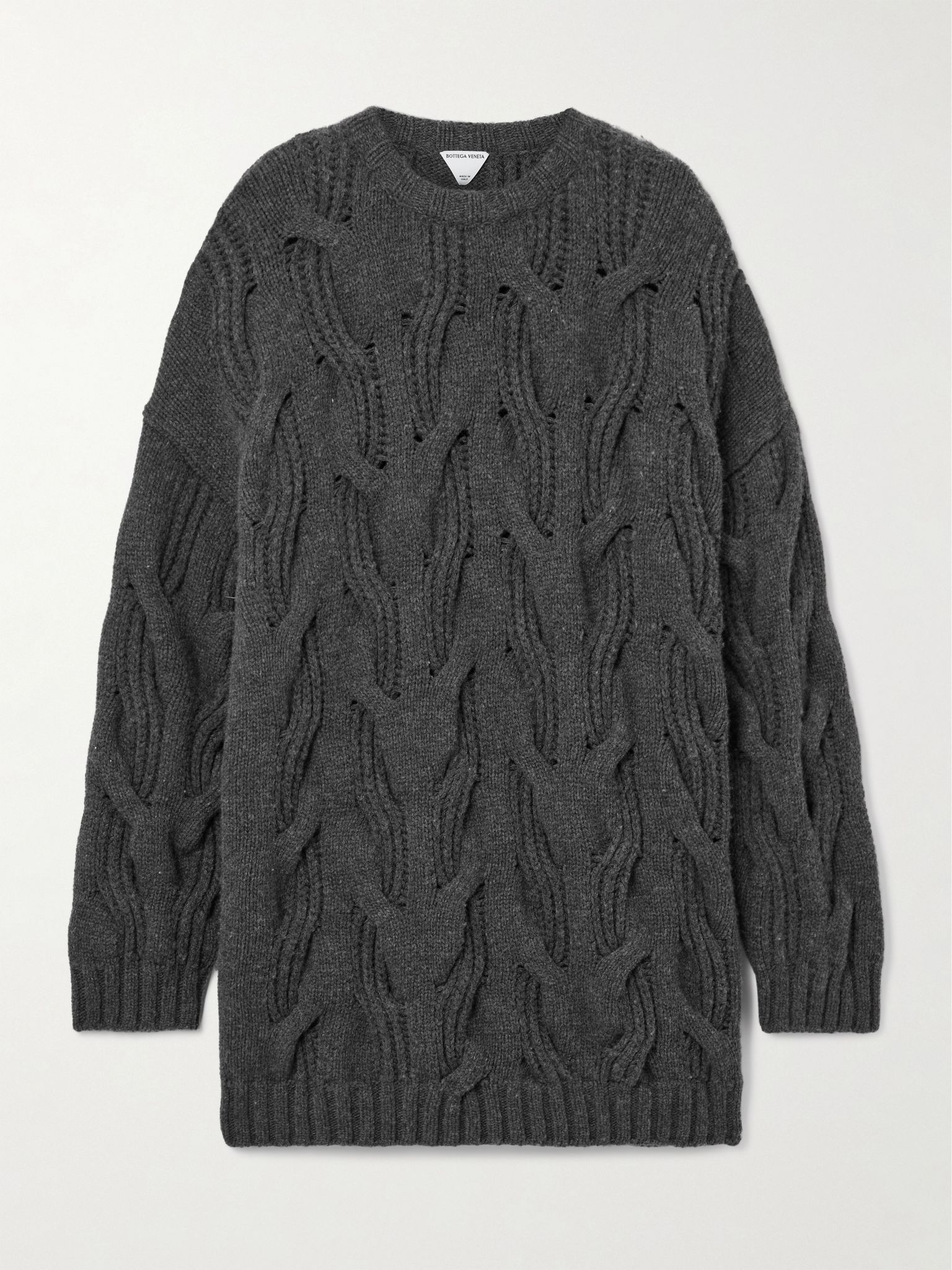 Cable-knit wool sweater Gray - 1