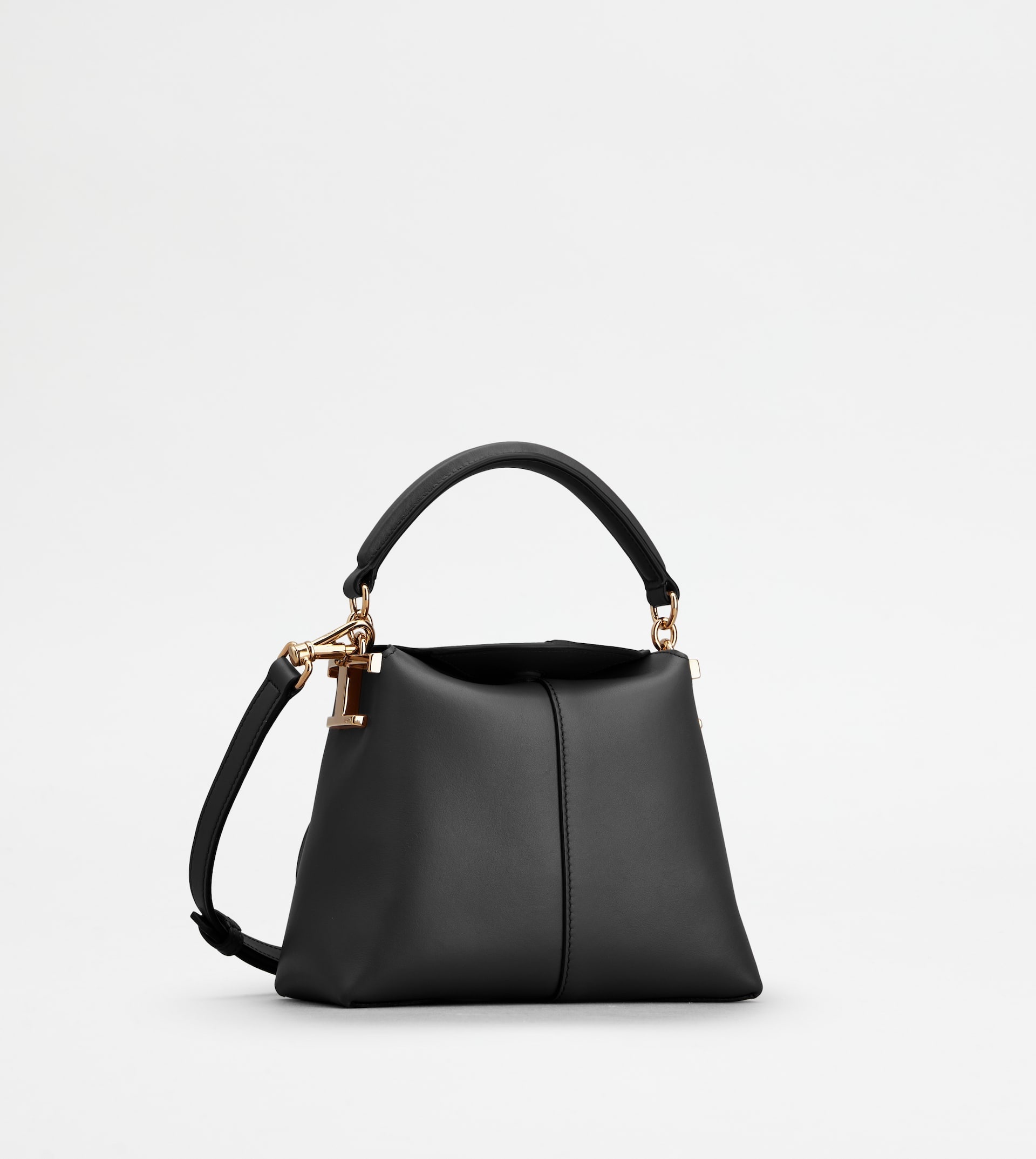 TOD'S T CASE TOTE MESSENGER BAG IN LEATHER MICRO - BLACK - 4