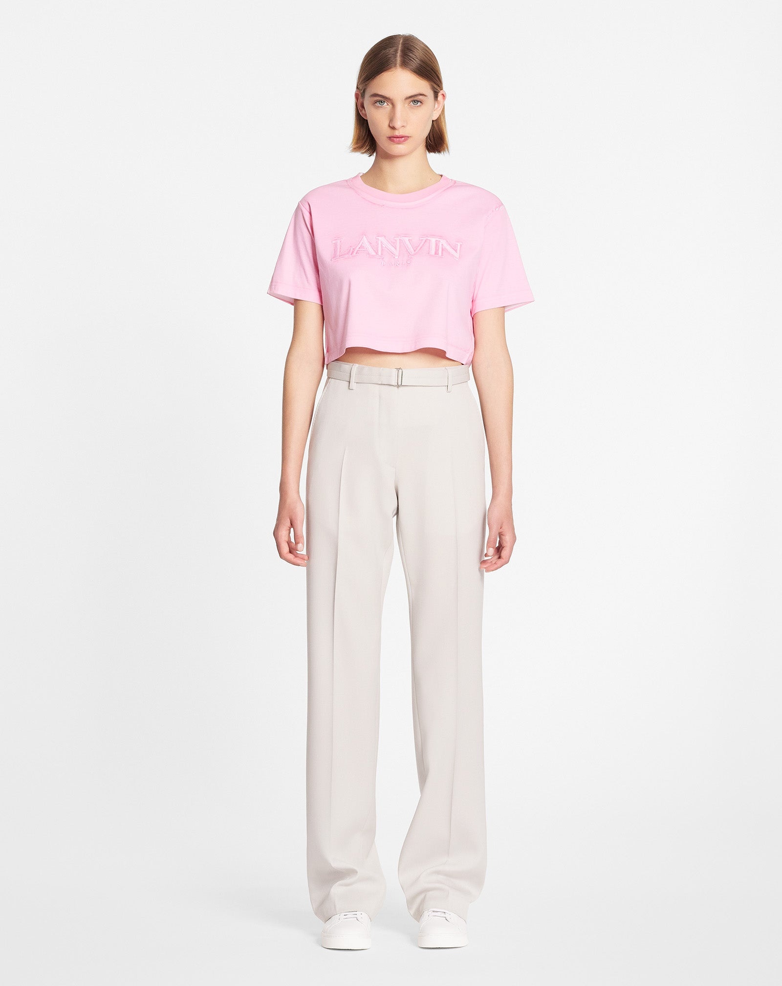 OVERPRINTED CROPPED T-SHIRT WITH LANVIN PARIS EMBROIDERY - 2